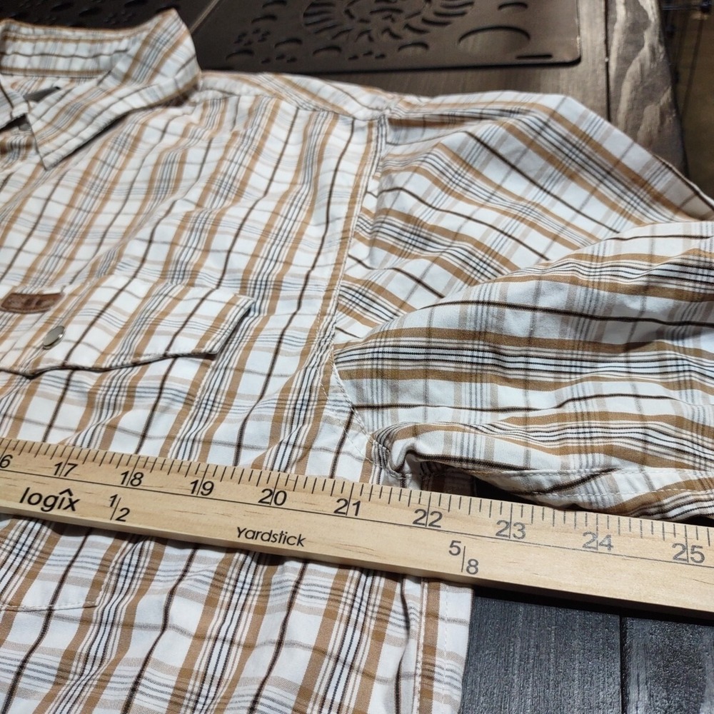 Carhartt Shirt Men SZ MED BRN Plaid Western Pearl Snap Cowboy Rodeo Hipster Work - Picture 6 of 7
